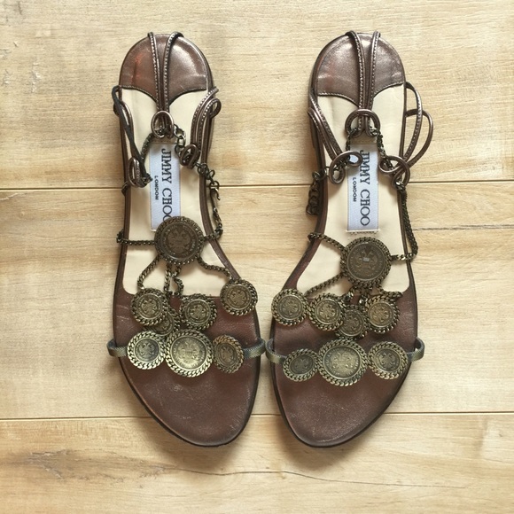 Jimmy Choo Shoes - Authentic Jimmy Choo Bronze Metallic Coin Sandal